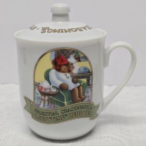 Vintage 1985 CELESTIAL SEASONINGS Sleepytime Bear Herb Tea Cup Mug With Lid
